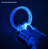 Mavi Led Işıklı Baskı Yapılabilen Pilli Bileklik Bilezik 1,5 cm Genişlik - 1
