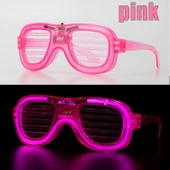 Pembe Led Işıklı Parti Gözlüğü - Neon Glow Şerit Gözlük 3 Modlu - 6