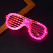 Pembe Led Işıklı Parti Gözlüğü - Neon Glow Şerit Gözlük 3 Modlu - 5