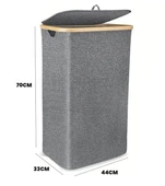 100 Lt Katlanır Kumaş Bambu Çamaşır Sepeti İçi Fileli Kirli Çamaşır Sepeti - 3