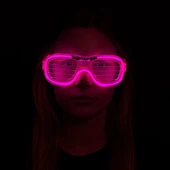 Pembe Led Işıklı Parti Gözlüğü - Neon Glow Şerit Gözlük 3 Modlu - 7
