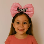 LED Işıklı Love Yazılı Fuşya Fiyonk Taç – Kız Çocuk Parti Tacı thumbnail 5