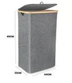 70 Lt Katlanır Kumaş Bambu Çamaşır Sepeti İçi Fileli Kirli Çamaşır Sepeti - 3