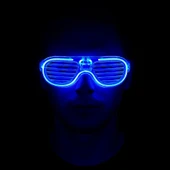 Mavi Led Işıklı Parti Gözlüğü - Neon Glow Şerit Gözlük 3 Modlu thumbnail 7
