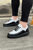 Kömür Beyaz Rugan Ortopedik Taban Erkek Casual Ayakkabı thumbnail 1