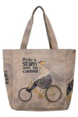 Kadın Vegan Deri Gri Large Tote Bag - Rider Woman Tasarım - 4