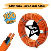 %100 Bakır Çok Telli 3x2.5 mm 100 Metre Elektrik Kablosu Turuncu Elektrikli Araç Şarj Uygun Uyumlu thumbnail 3