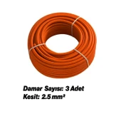 %100 Bakır Çok Telli 3x2.5 mm 100 Metre Elektrik Kablosu Turuncu Elektrikli Araç Şarj Uygun Uyumlu thumbnail 6