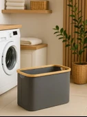 50 Lt Katlanır Kumaş Bambu Çamaşır Sepeti Kirli Çamaşır Sepeti Oyuncak Sepeti thumbnail 1