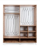 BOHEM 4 KAPAKLI AYNALI MEMBRAN CEVİZ  BEYAZ DOLAP - 2