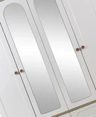 BOHEM 4 KAPAKLI AYNALI MEMBRAN CEVİZ  BEYAZ DOLAP - 3