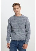 AC&Co  Altınyıldız Classics Erkek A.GRI-LACI Recycle Standart Fit Bisiklet Yaka Desenli Triko Kazak ET4921100021AGL3XL Açık Gri thumbnail 1