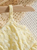 Bebek Yazlık Askılı Bluz & Pantolon Takımı – Sarı Dantel Desenli - 3