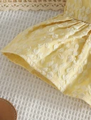 Bebek Yazlık Askılı Bluz & Pantolon Takımı – Sarı Dantel Desenli - 4