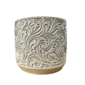 Bitki Tasarımı Ev dekorasyon Bej Çiçek Desen Beton Saksı Çiçeklik Saksılık thumbnail 1