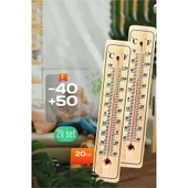 Modacar Termometre  - Ahşap Duvar Termometresi 2 li SET - 1