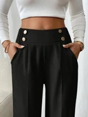 Kadın Beli Lastikli Düğmeli Ithal Krep Pantolon thumbnail 2