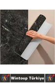 Kolay Temizlenir Isıya Dayanıklı Nem Kir Yağ Su Geçirmez Çok Şık Mermer Desenli Kaplama Kağıdı 5 Mtr thumbnail 4