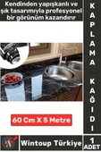 Kolay Temizlenir Isıya Dayanıklı Nem Kir Yağ Su Geçirmez Çok Şık Mermer Desenli Kaplama Kağıdı 5 Mtr thumbnail 1