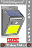 Outdoor Dış Mekan Dekoratif Aydınlatma Güneş Enerjili Hareket Sensörlü 48 Ledli Solar Bahçe Lambası - 1