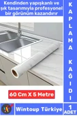 Kolay Temizlenir Isıya Dayanıklı Nem Kir Yağ Su Geçirmez Çok Şık Mermer Desenli Kaplama Kağıdı 5 Mtr thumbnail 1