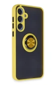 Samsung Galaxy A55 5G Kılıf Montreal Yüzüklü Silikon Kapak - Sarı thumbnail 2