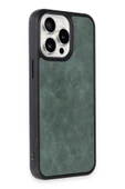 iPhone 14 Pro Max Kılıf Aras Deri Kapak - Koyu Yeşil thumbnail 2