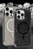 iPhone 15 Pro Kılıf Diamond Magsafe Kapak - Siyah thumbnail 3