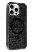 iPhone 15 Pro Kılıf Diamond Magsafe Kapak - Siyah thumbnail 1