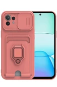 Xiaomi Mİ 11 Lite Kılıf Zuma Kartvizitli Yüzüklü Silikon - Pembe thumbnail 1