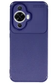 Huawei Nova 12S Kılıf Auto Focus Karbon Kapak - Lacivert thumbnail 1