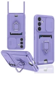 Samsung Galaxy S24 FE Kılıf Zuma Kartvizitli Yüzüklü Silikon - Lila thumbnail 1