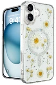 iPhone 16 Kılıf Daisy Simli Magsafe Kapak - Gümüş thumbnail 1