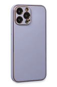 iPhone 13 Pro Kılıf Coco Deri Silikon Kapak - Açık Lila thumbnail 3