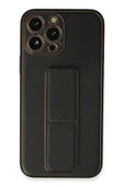 iPhone 13 Pro Kılıf Coco Deri Standlı Kapak - Siyah thumbnail 1