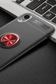 iPhone XR Kılıf Range Yüzüklü Silikon - Siyah-Kırmızı thumbnail 3