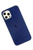 iPhone 12 Pro Max Kılıf Karbon PP Silikon - Mavi thumbnail 3