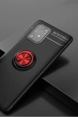 Samsung Galaxy A91 / S10 Lite Kılıf Range Yüzüklü Silikon - Siyah-Kırmızı thumbnail 2