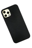 iPhone 12 Pro Max Kılıf Karbon PP Silikon - Siyah thumbnail 2