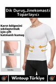 Özel Dik Duruş Jinekomasti Bel Göğüs Göbek Toparlayıcı Sıkılaştırıcı Etki Yuvarlak Yaka Erkek Korse thumbnail 2