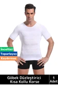 Özel Dik Duruş Jinekomasti Bel Göğüs Göbek Toparlayıcı Sıkılaştırıcı Etki Yuvarlak Yaka Erkek Korse thumbnail 1