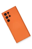 Samsung Galaxy S22 Ultra Kılıf Nano içi Kadife Silikon - Turuncu thumbnail 3