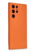 Samsung Galaxy S22 Ultra Kılıf Nano içi Kadife Silikon - Turuncu thumbnail 2
