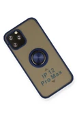 iPhone 12 Pro Kılıf Montreal Yüzüklü Silikon Kapak - Lacivert thumbnail 3