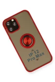 iPhone 12 Pro Max Kılıf Montreal Yüzüklü Silikon Kapak - Kırmızı thumbnail 3