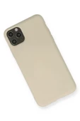iPhone 11 Pro Max Kılıf Nano içi Kadife Silikon - Bej thumbnail 2