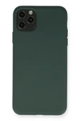 iPhone 11 Pro Max Kılıf Nano içi Kadife Silikon - Koyu Yeşil thumbnail 1