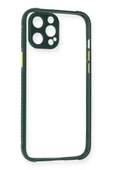 iPhone 12 Pro Max Kılıf Miami Şeffaf Silikon - Koyu Yeşil thumbnail 1