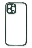 iPhone 12 Pro Max Kılıf Miami Şeffaf Silikon - Koyu Yeşil thumbnail 2