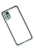 Samsung Galaxy A71 Kılıf Miami Şeffaf Silikon - Koyu Yeşil thumbnail 3